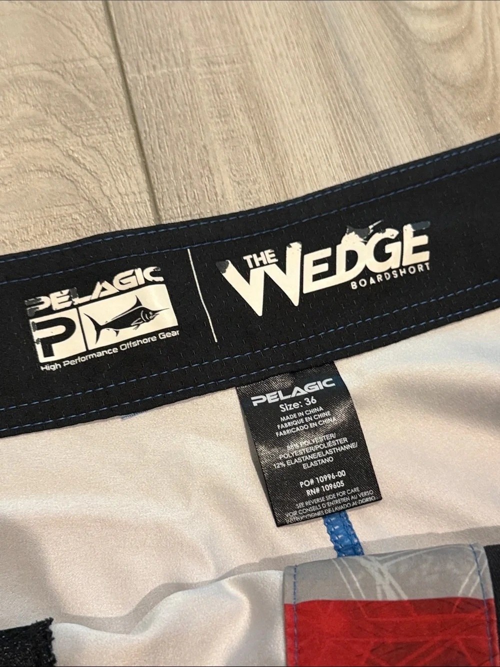 Pelagic Men’s Drawstring Swim Trunks- Size 36- Black/Neon and Patriotic